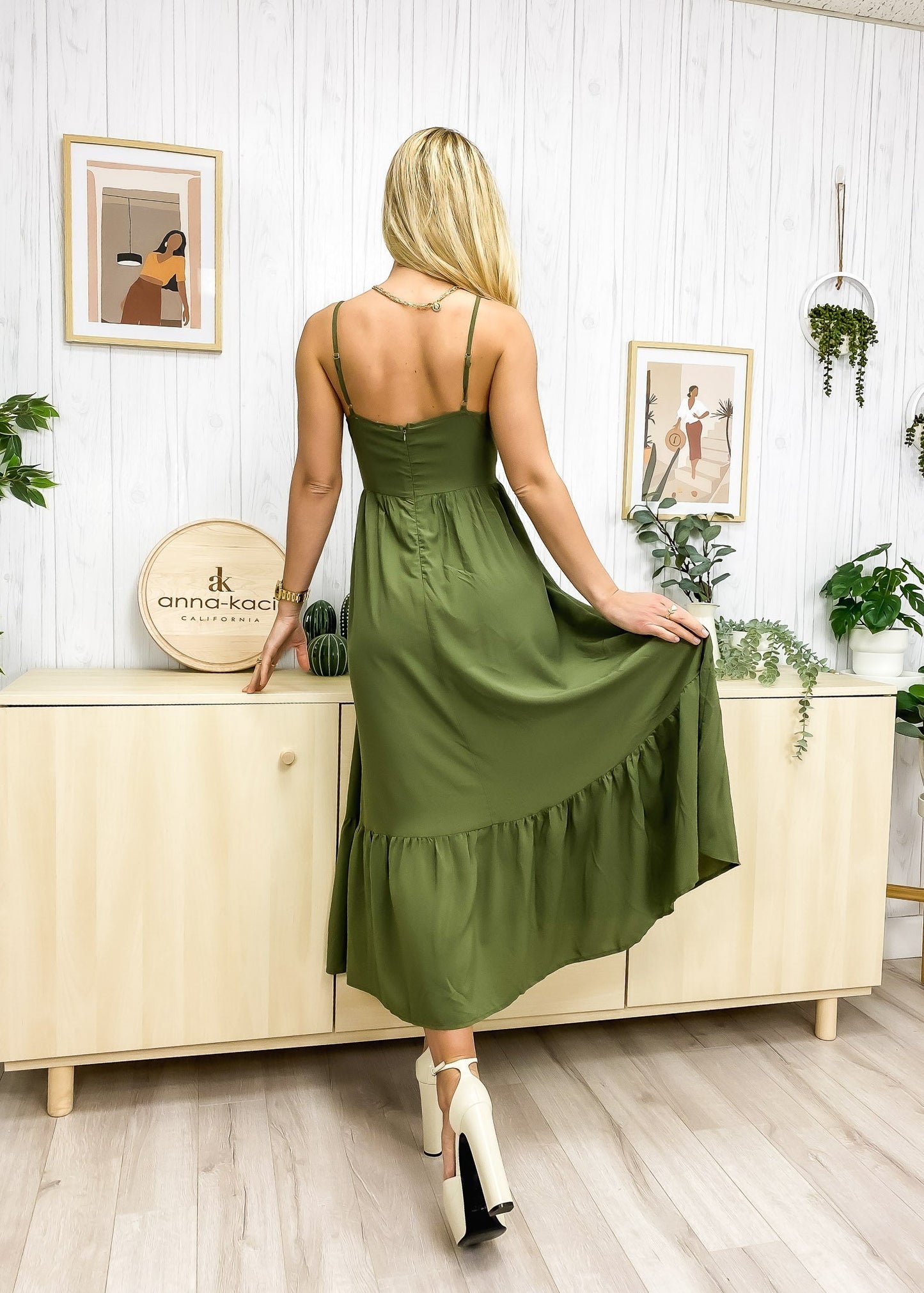 Color Surplice Neck Dress
