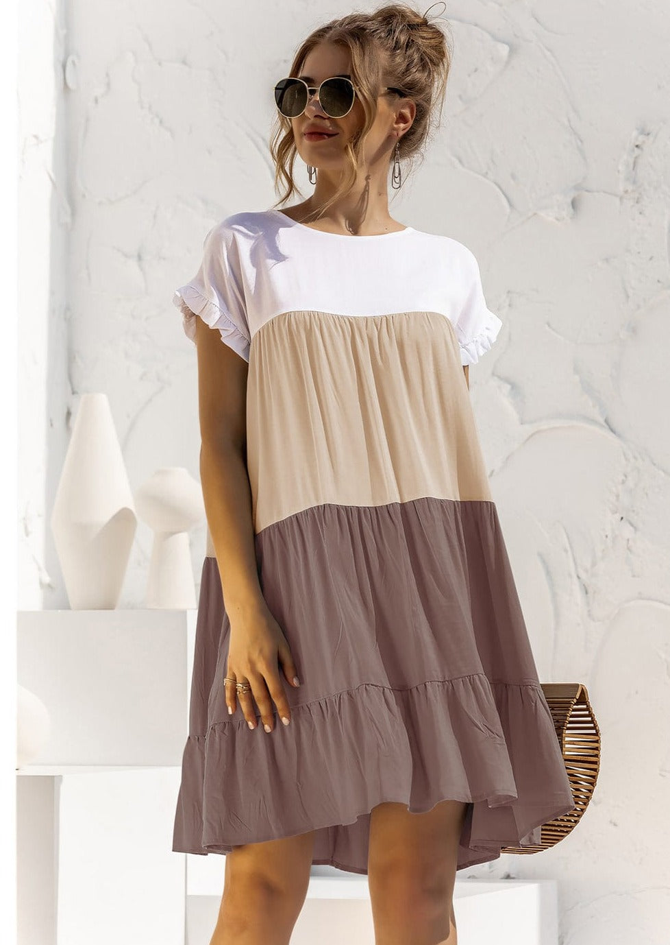 Colored With Ruffles Dress
