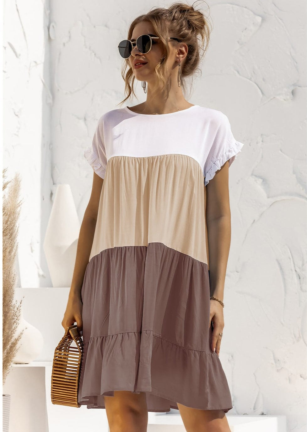 Colored With Ruffles Dress