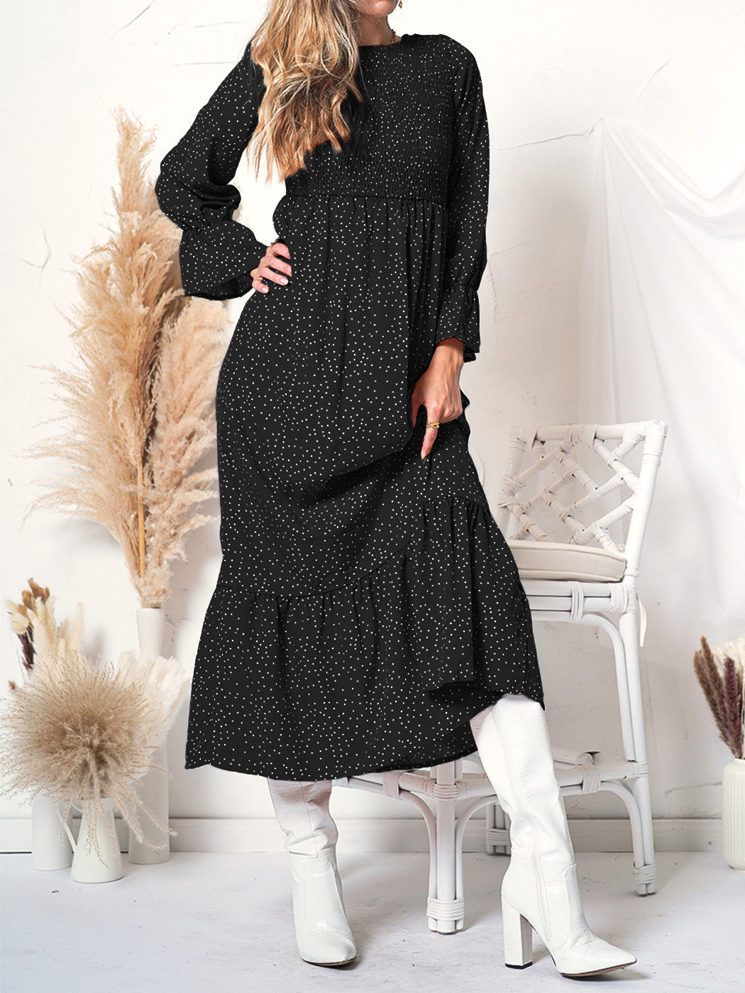 Chest Floral Dotted Dress