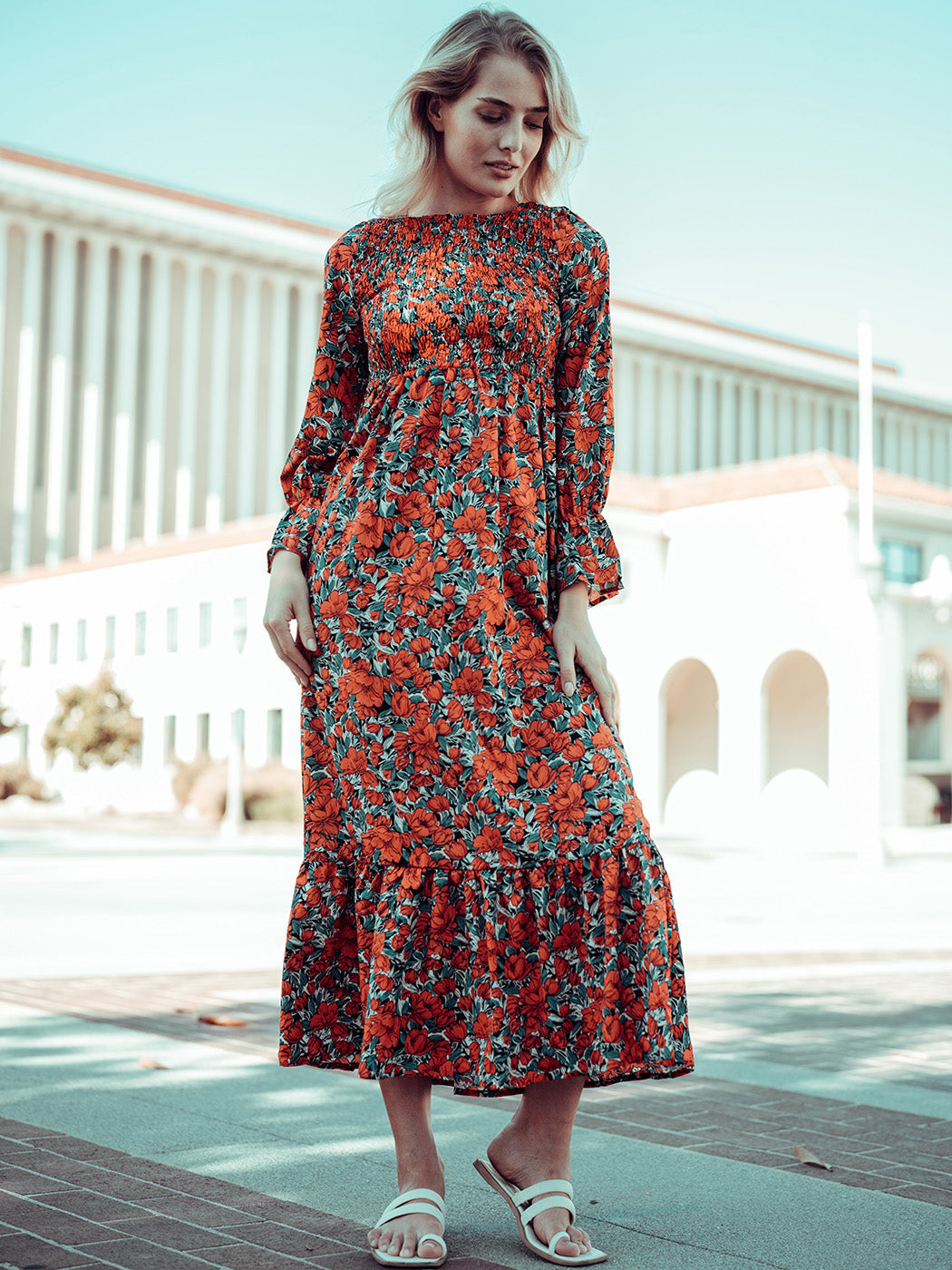 Chest Floral Dotted Dress