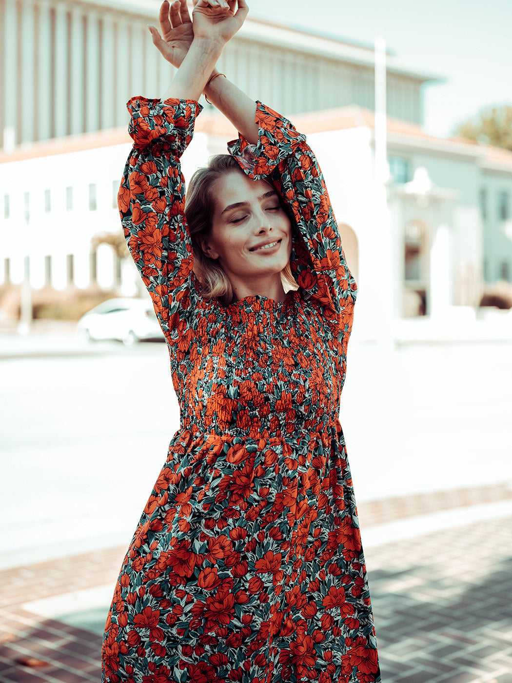 Chest Floral Dotted Dress