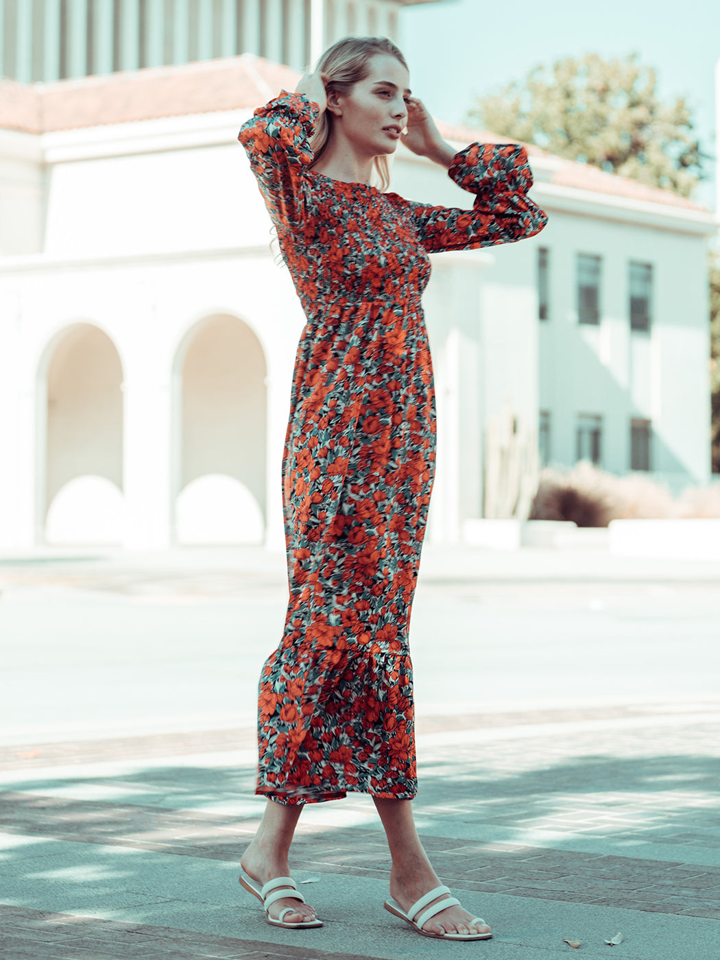 Chest Floral Dotted Dress