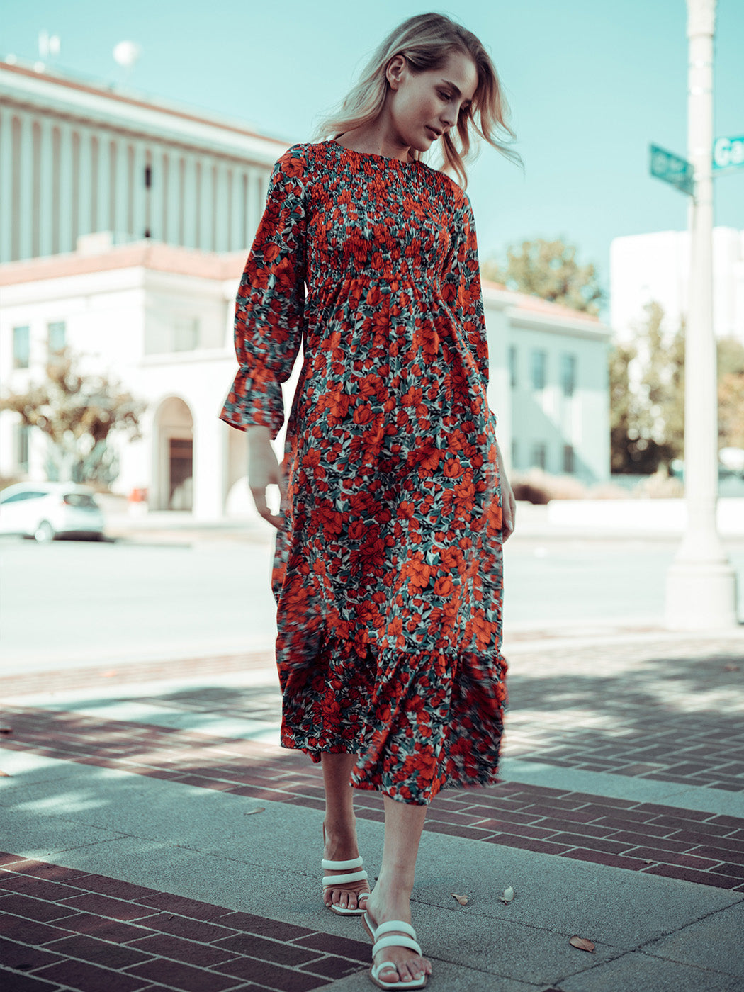 Chest Floral Dotted Dress