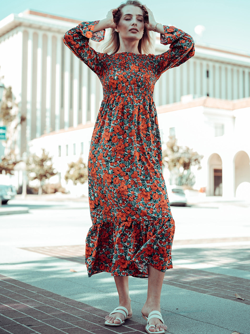 Chest Floral Dotted Dress