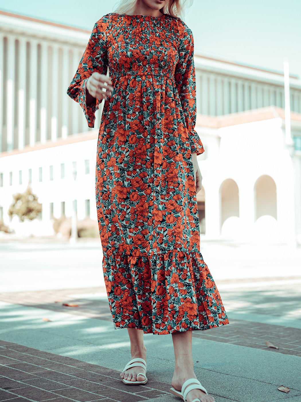 Chest Floral Dotted Dress