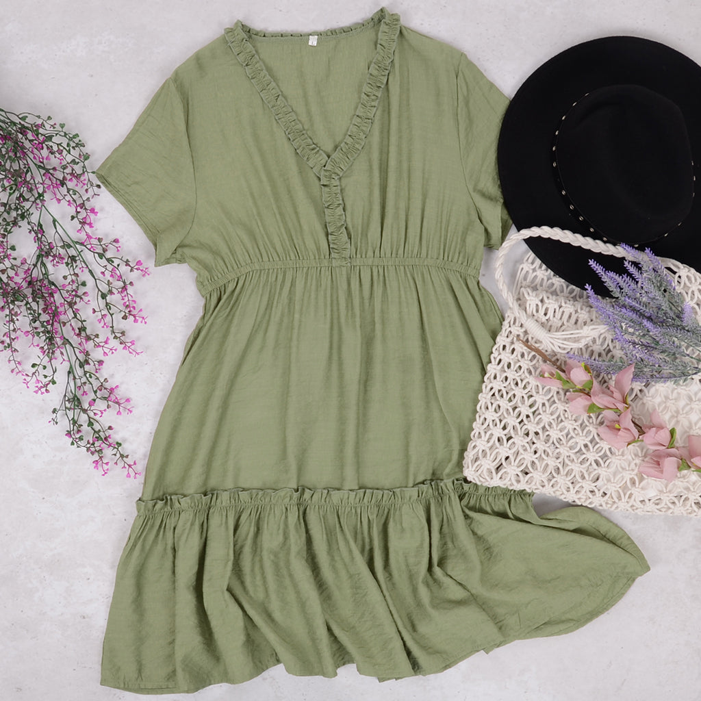 Flared Ruffle Tunic Dress