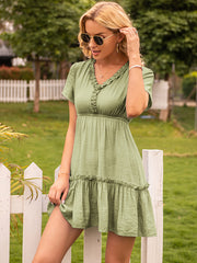Flared Ruffle Tunic Dress