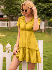 Flared Ruffle Tunic Dress