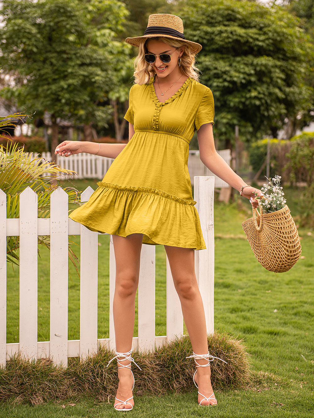 Flared Ruffle Tunic Dress