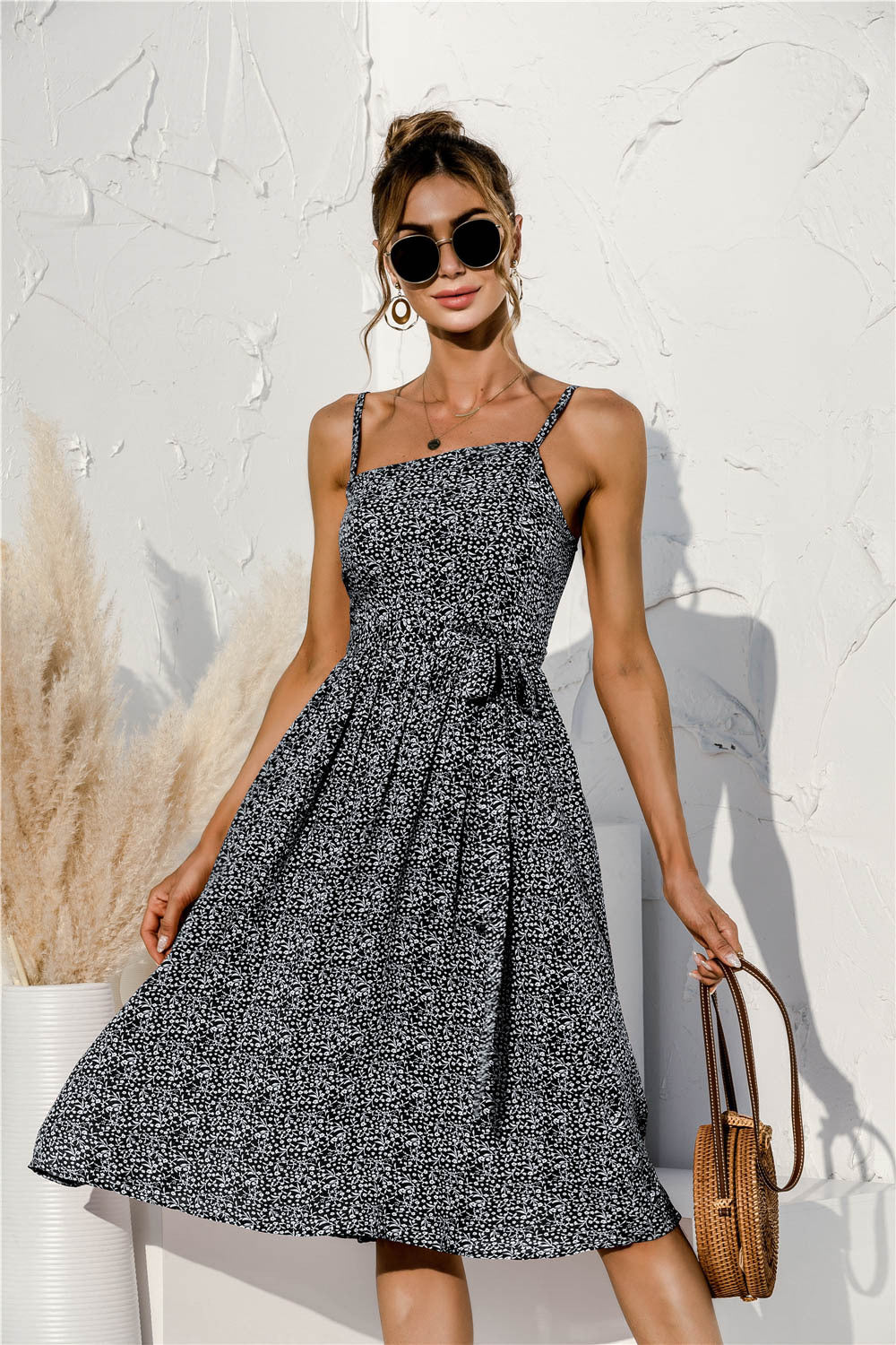 Tie Soft Print Cami Dress