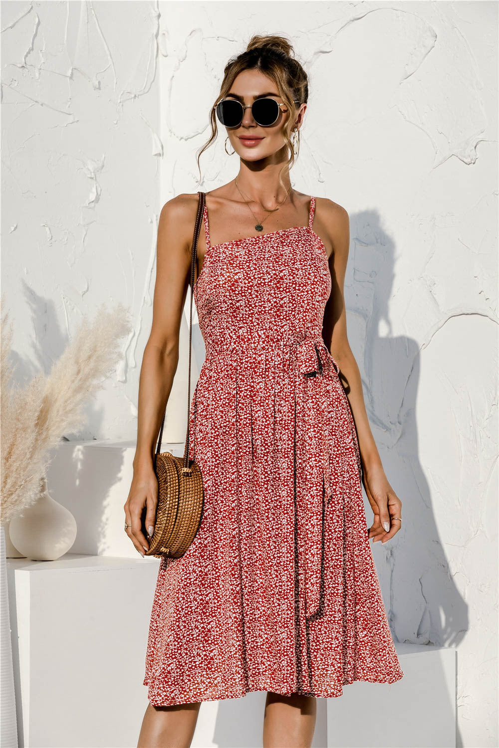 Tie Soft Print Cami Dress
