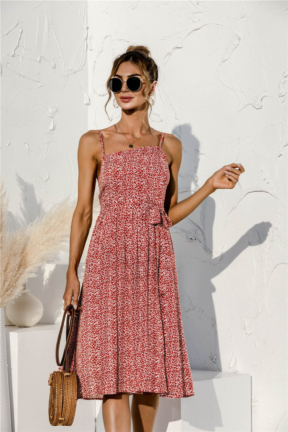 Tie Soft Print Cami Dress