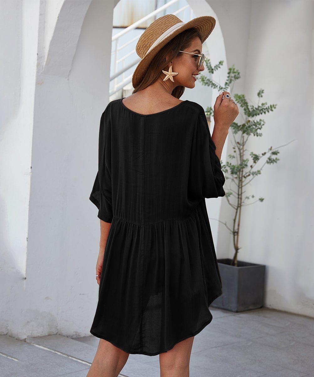 Solid Flowy Short Dress
