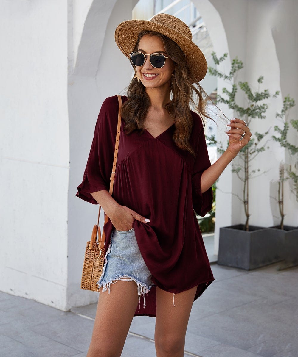 Solid Flowy Short Dress