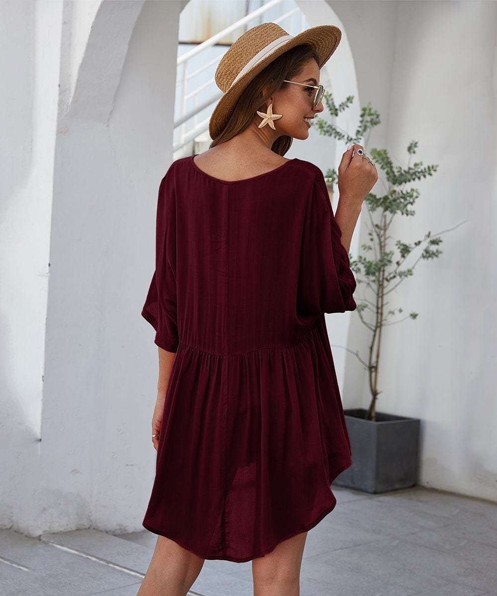 Solid Flowy Short Dress