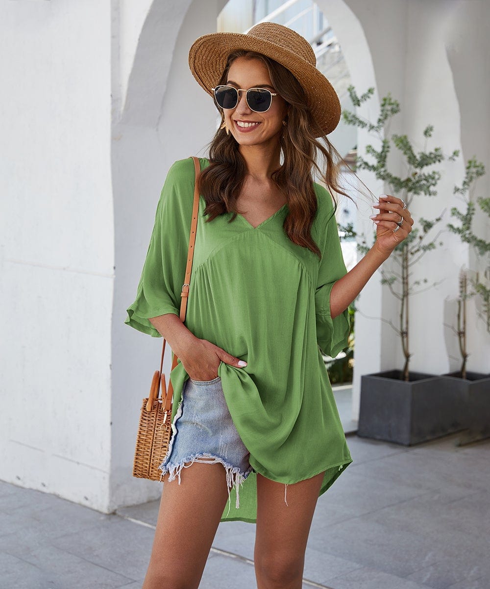 Solid Flowy Short Dress