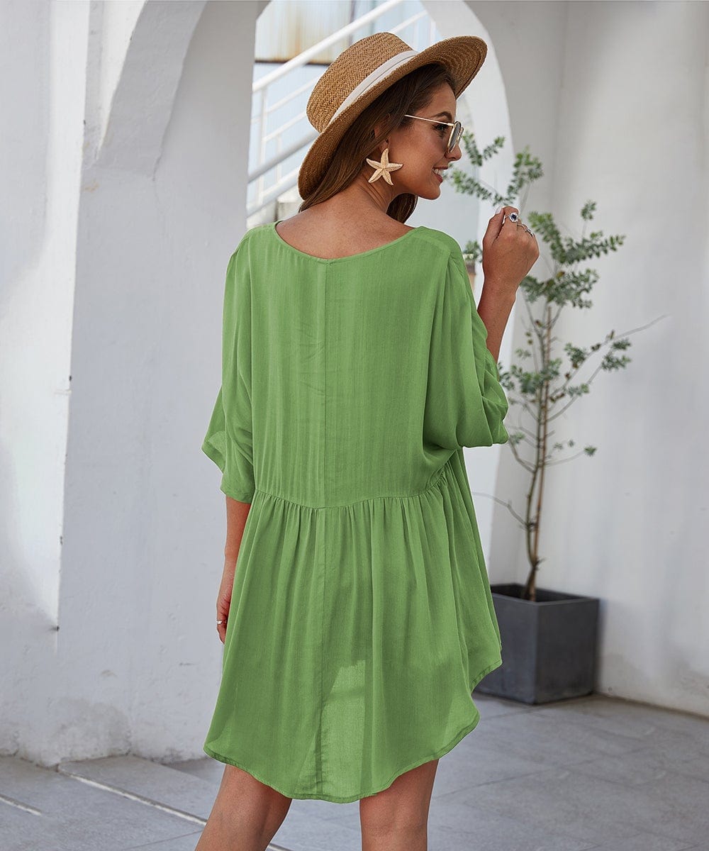 Solid Flowy Short Dress
