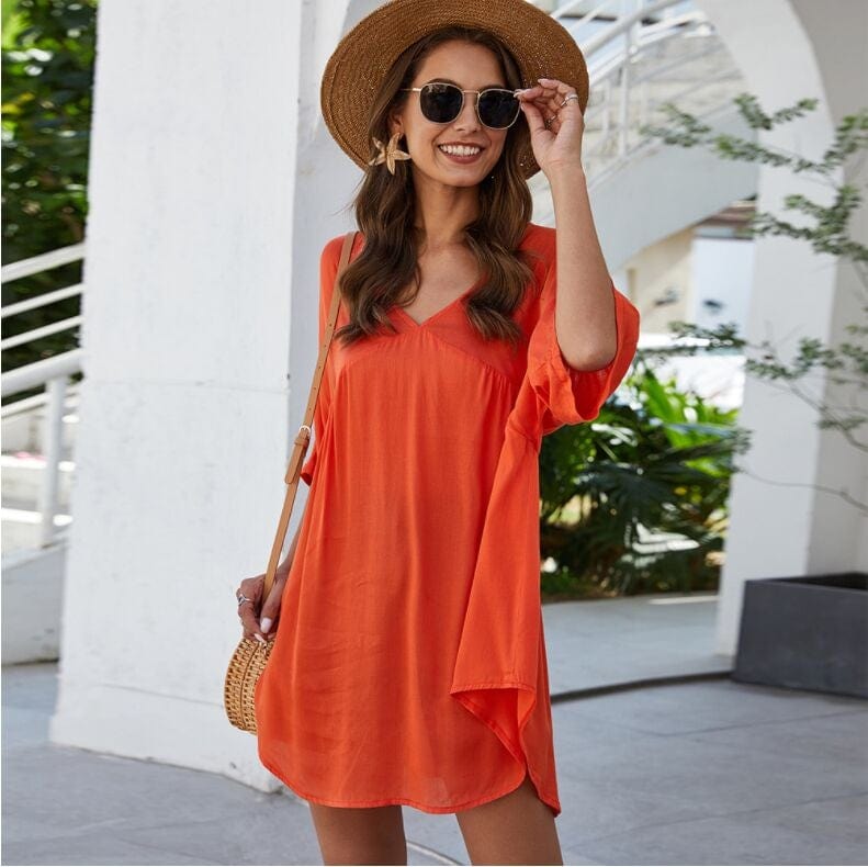 Solid Flowy Short Dress