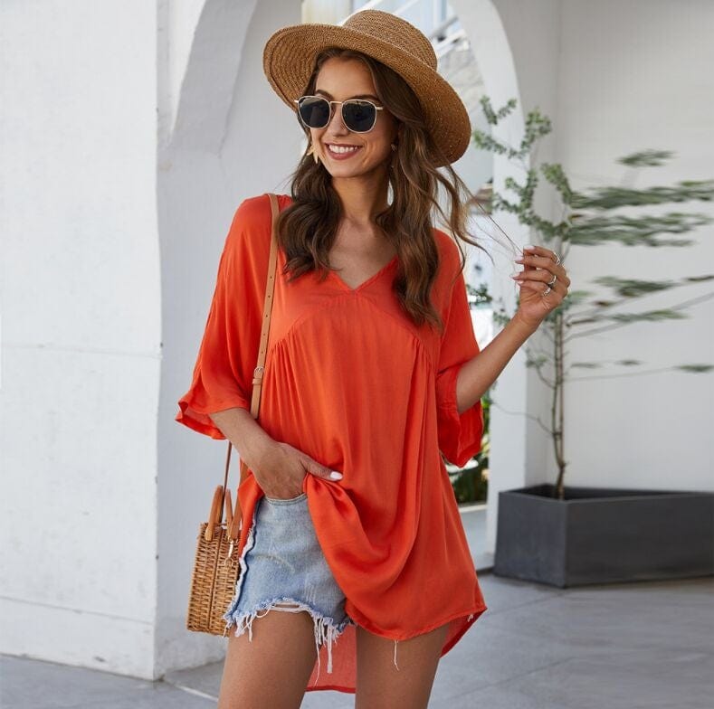 Solid Flowy Short Dress
