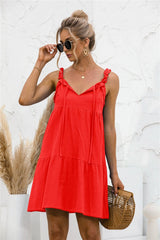 Tie Ruffle Tunic Dress
