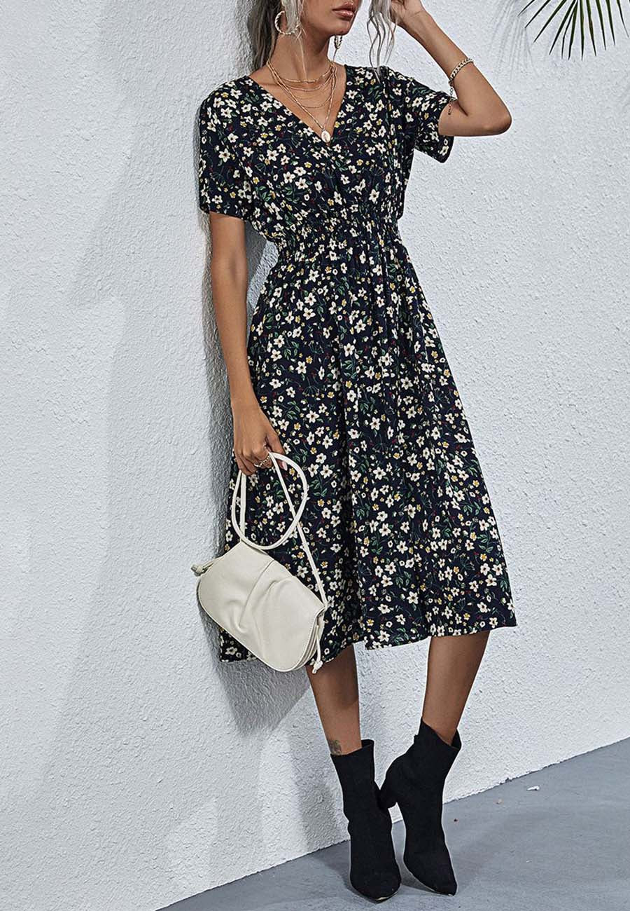 Floral Everyday Cross-Front Dress