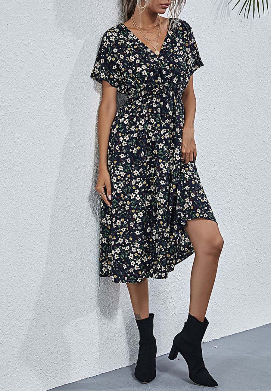 Floral Everyday Cross-Front Dress