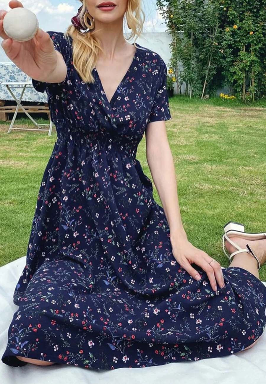 Floral Everyday Cross-Front Dress