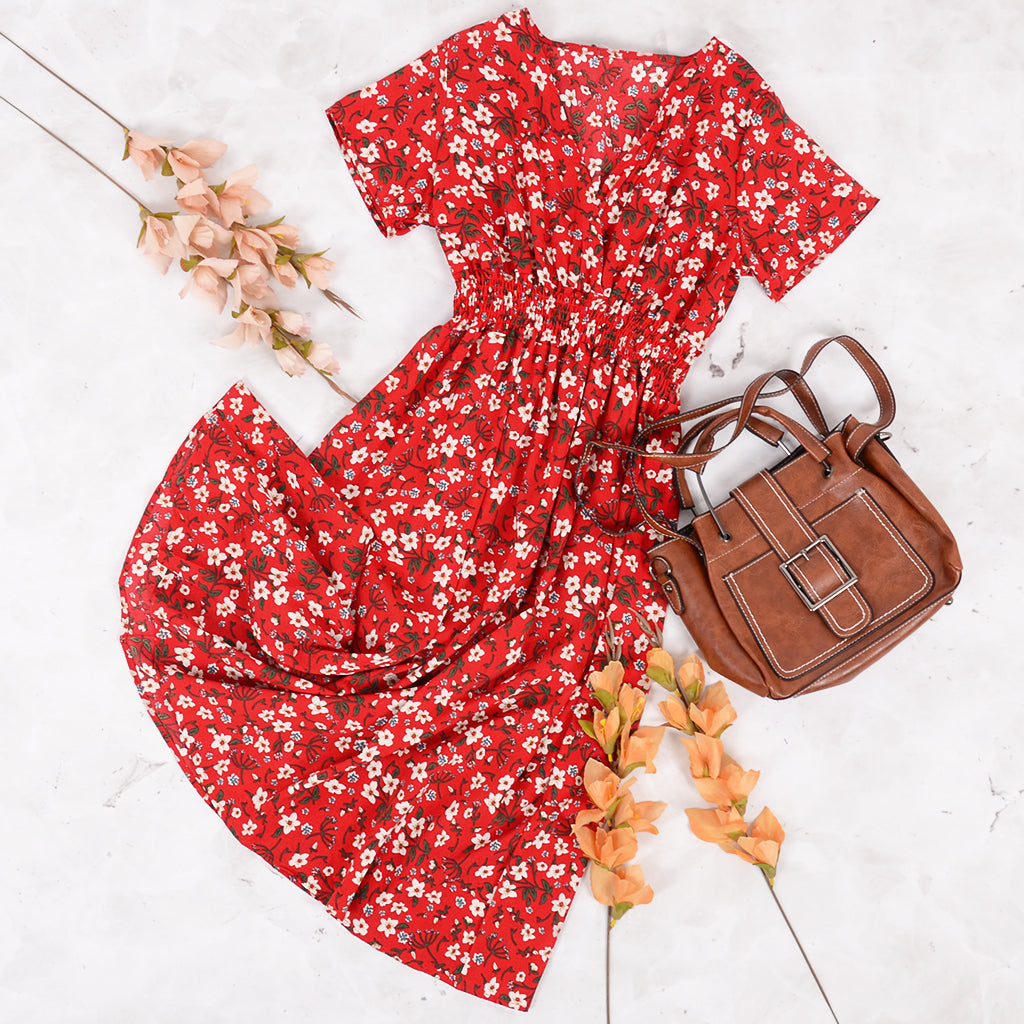 Floral Everyday Cross-Front Dress