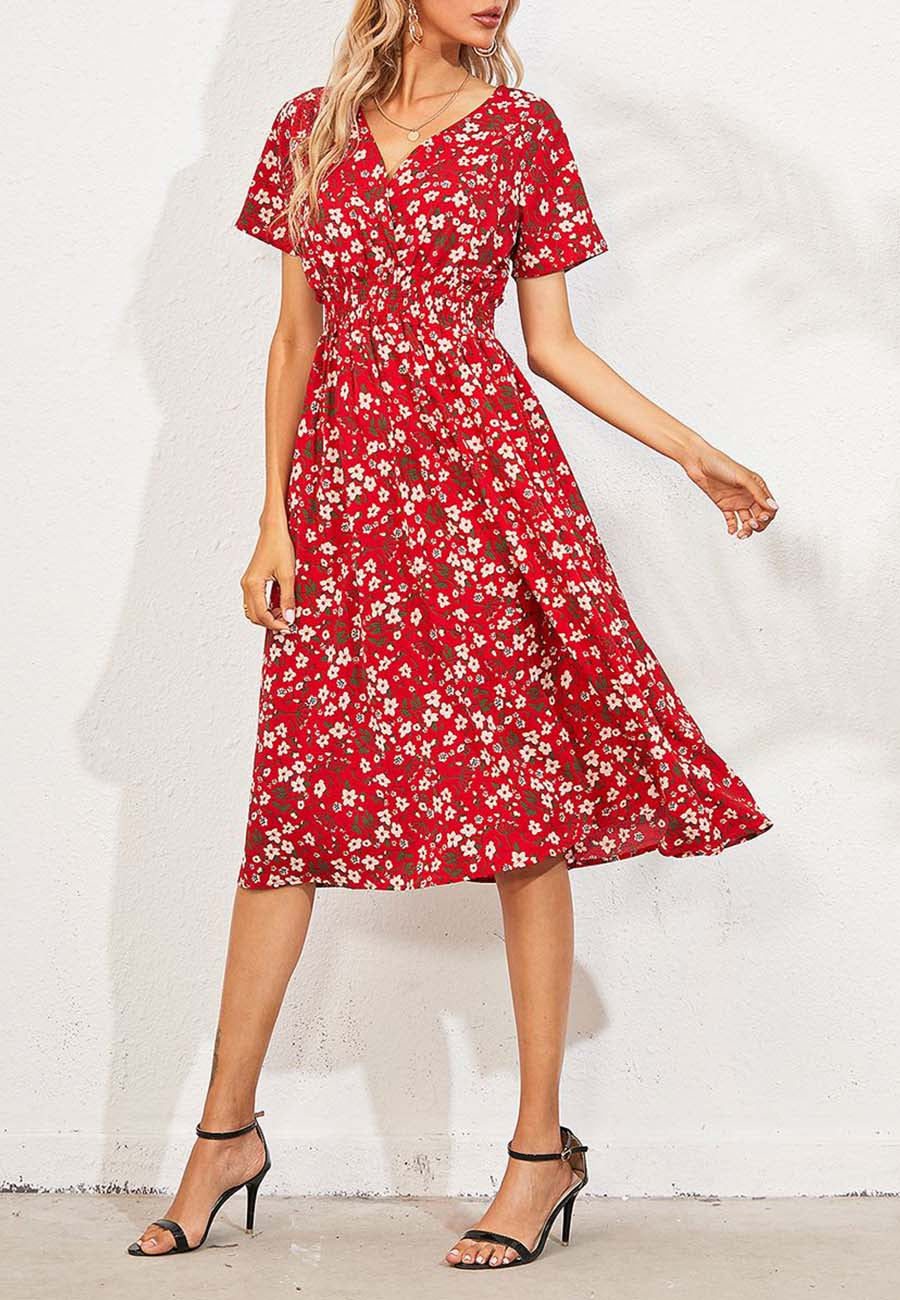 Floral Everyday Cross-Front Dress