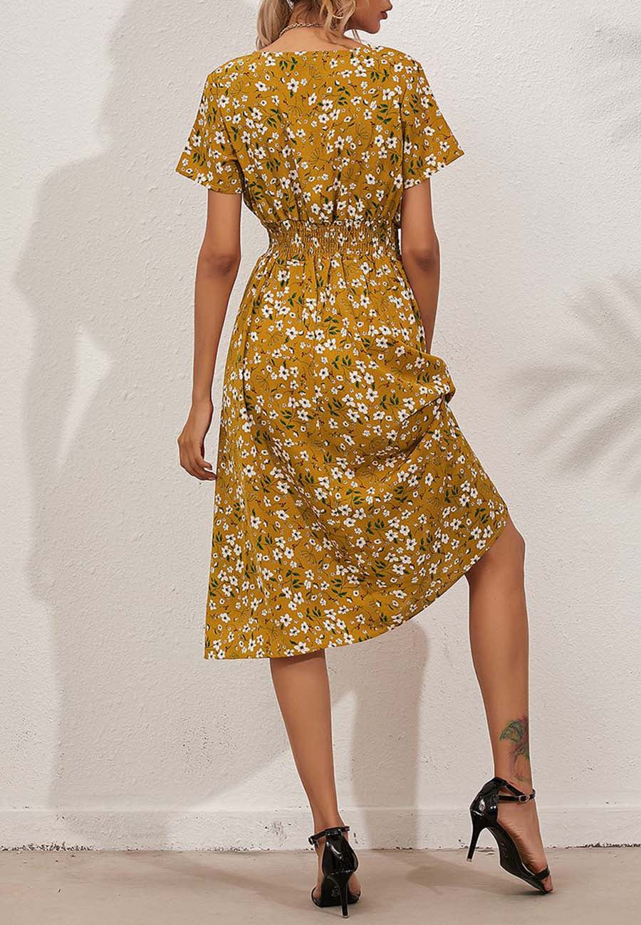 Floral Everyday Cross-Front Dress