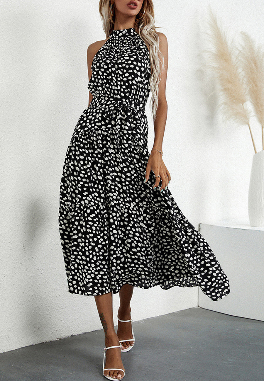 Halter Ruffle Maxi Dress