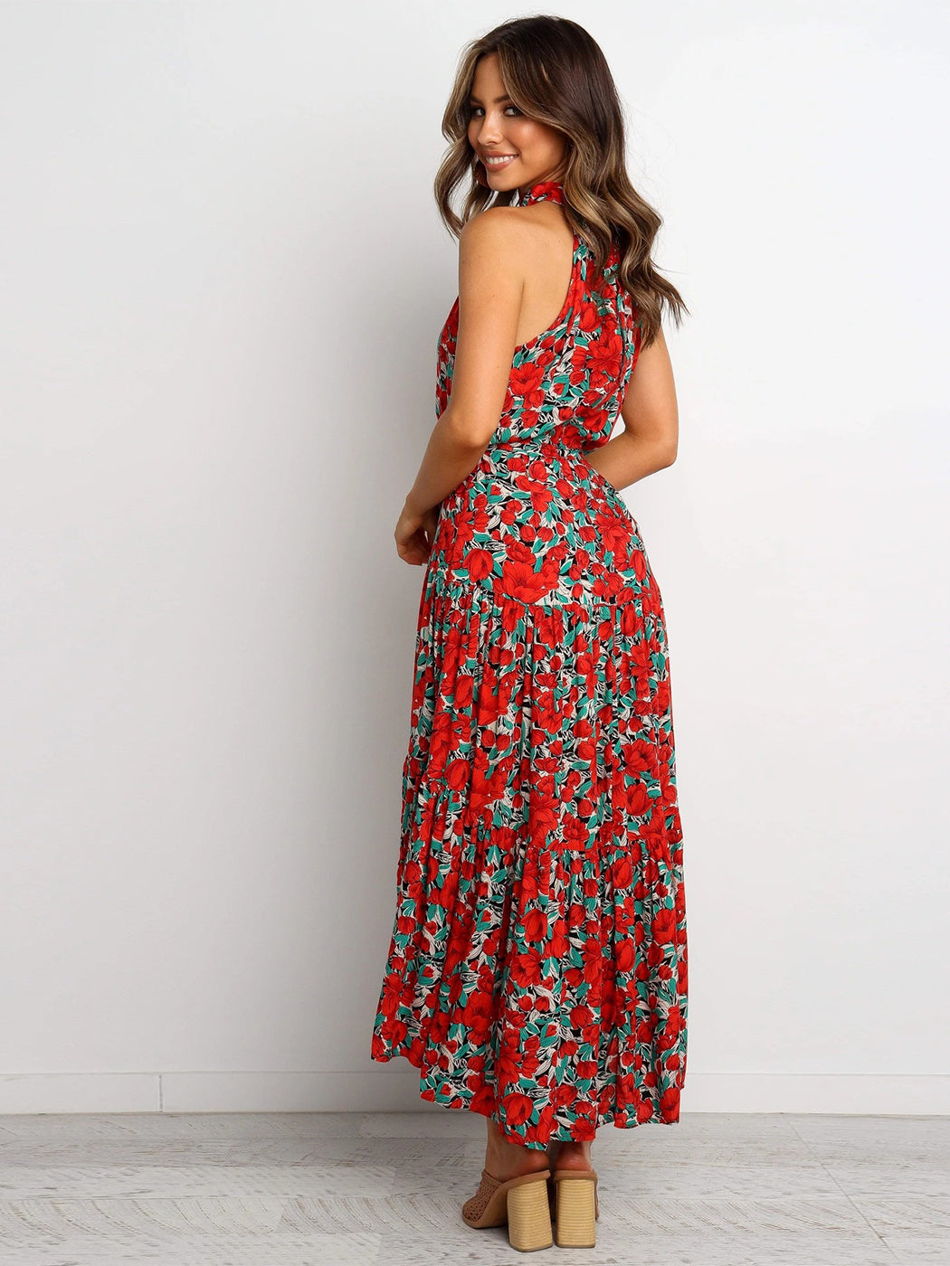 Halter Ruffle Maxi Dress