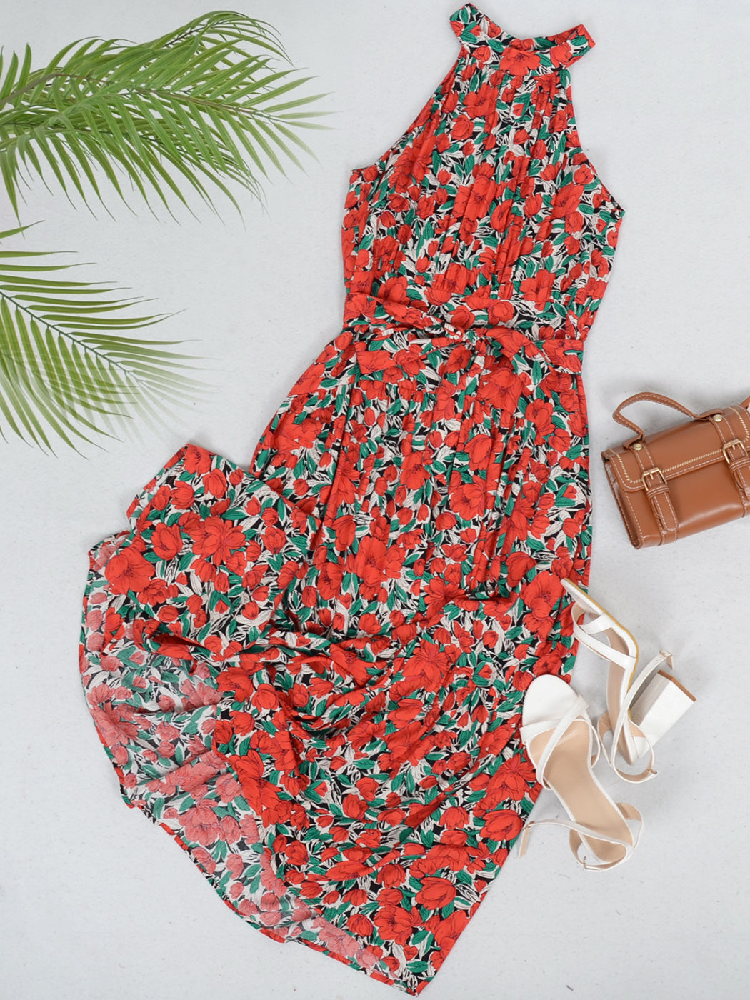 Halter Ruffle Maxi Dress