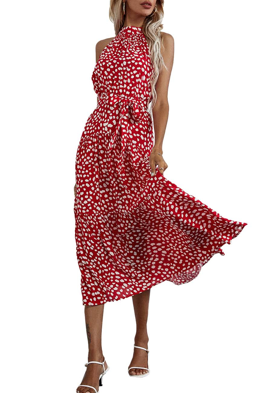Halter Ruffle Maxi Dress