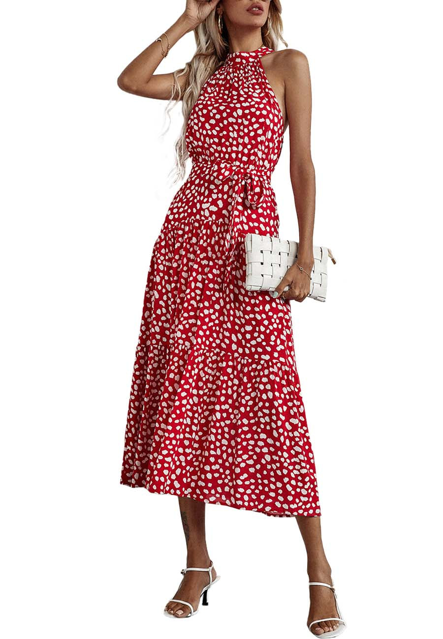 Halter Ruffle Maxi Dress