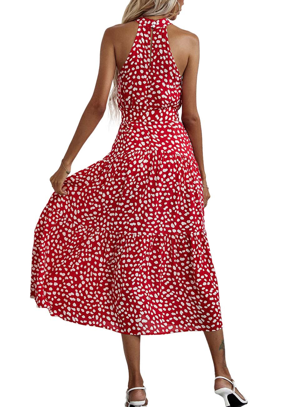 Halter Ruffle Maxi Dress