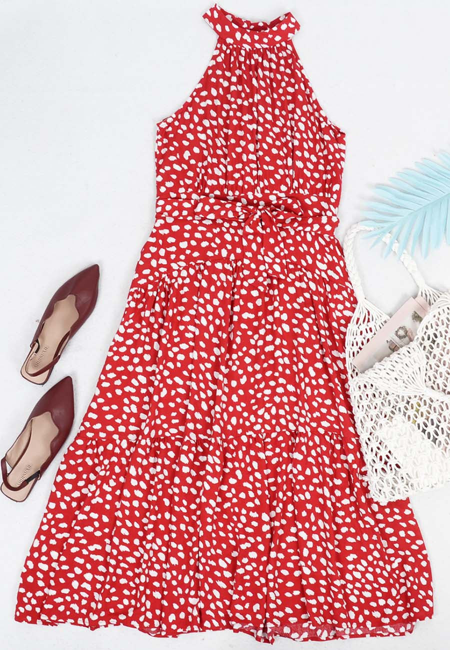 Halter Ruffle Maxi Dress