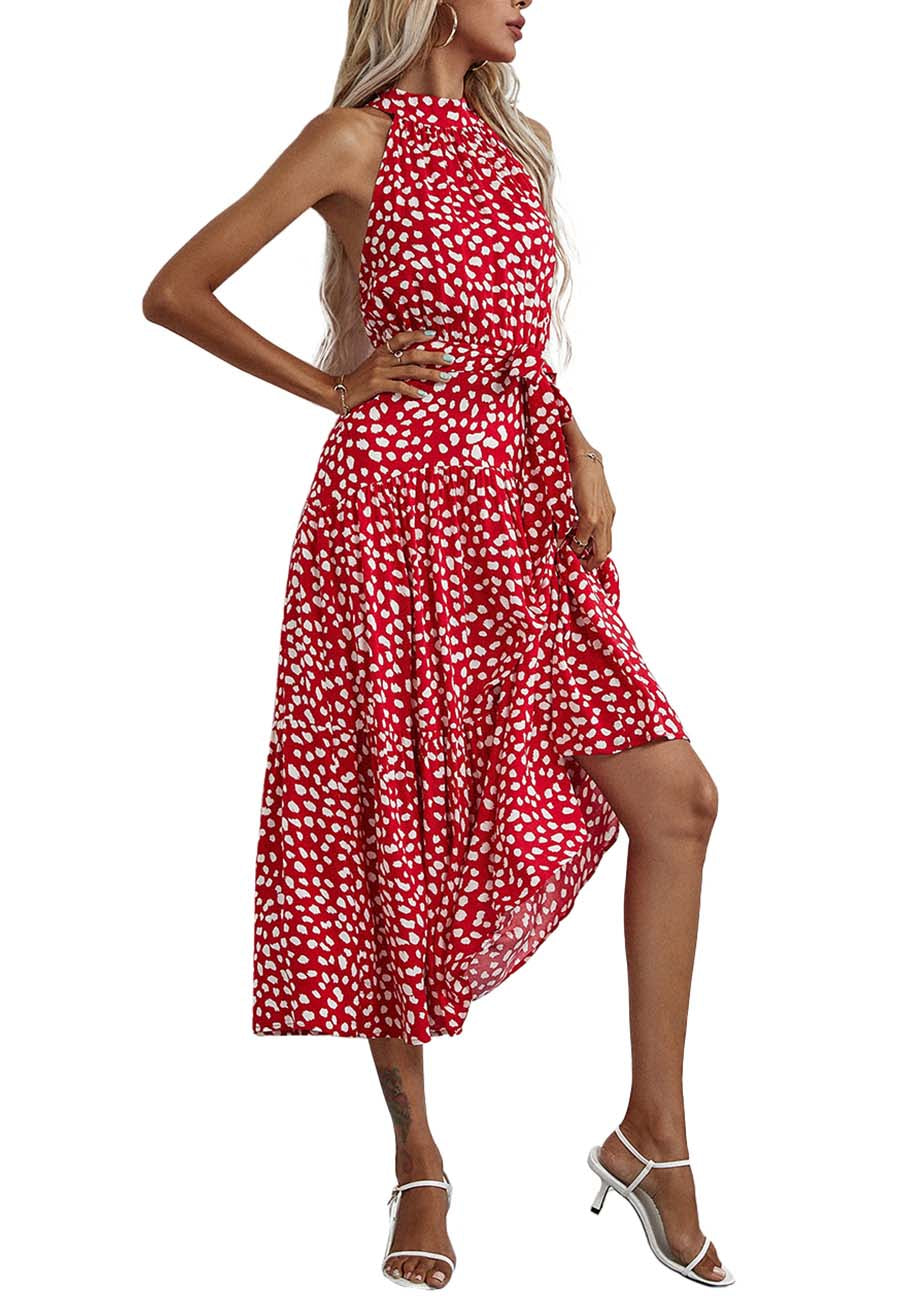 Halter Ruffle Maxi Dress