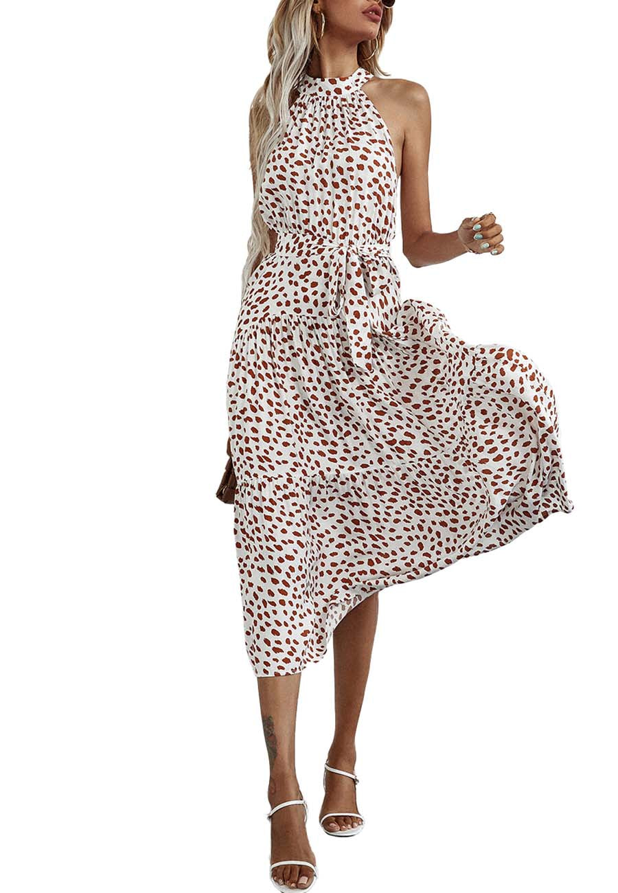 Halter Ruffle Maxi Dress