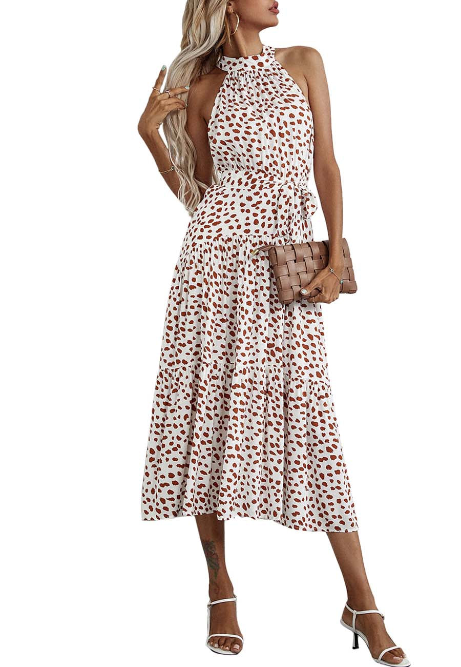 Halter Ruffle Maxi Dress