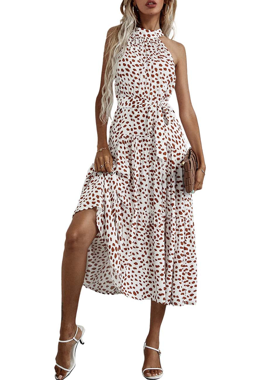 Halter Ruffle Maxi Dress