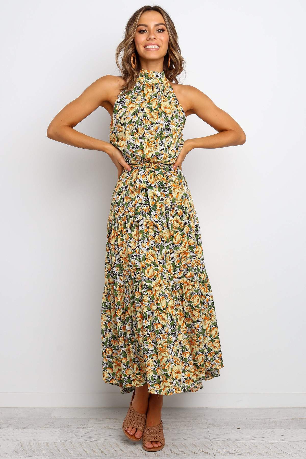 Halter Ruffle Maxi Dress