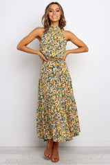 Halter Ruffle Maxi Dress
