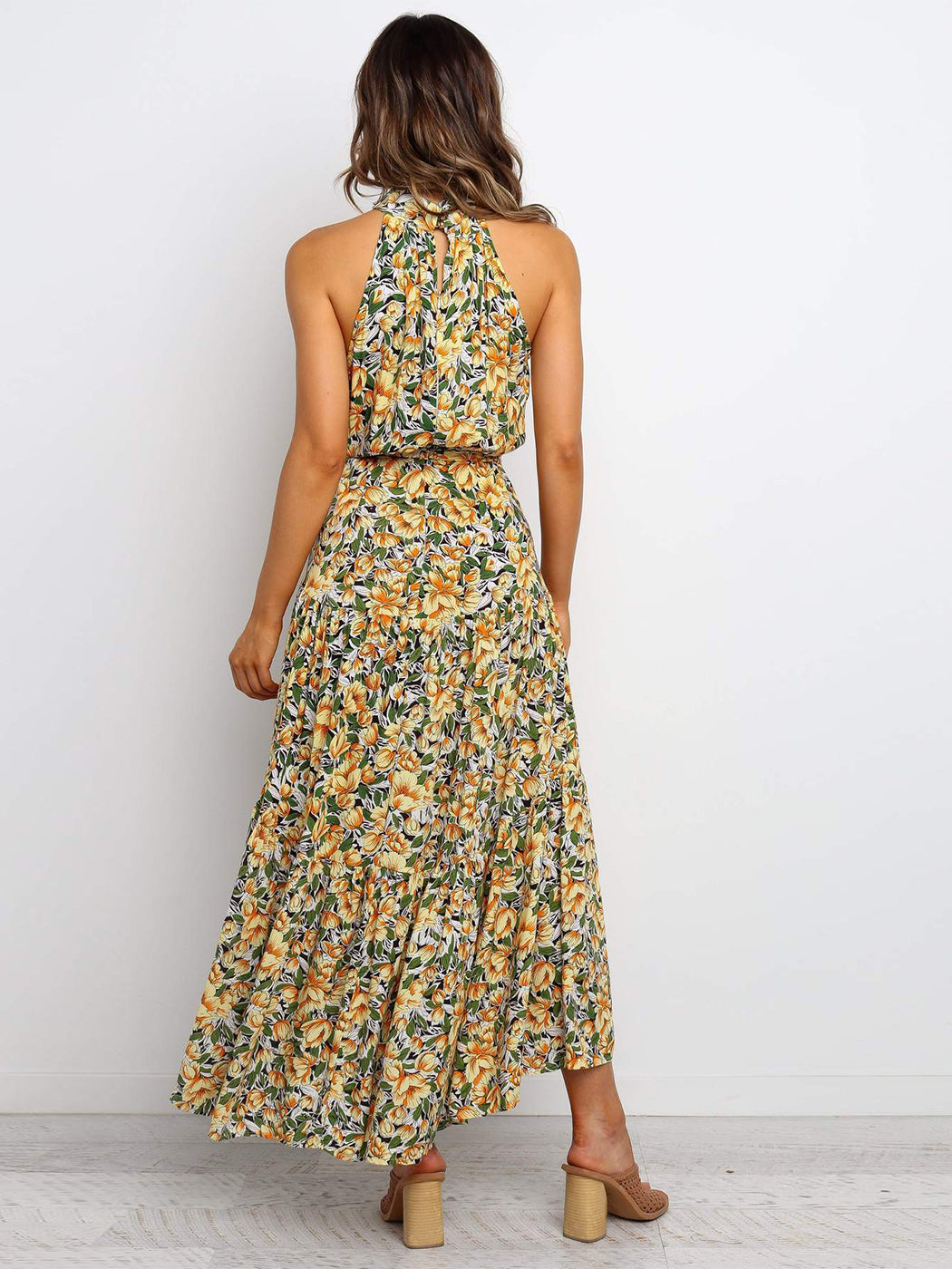 Halter Ruffle Maxi Dress