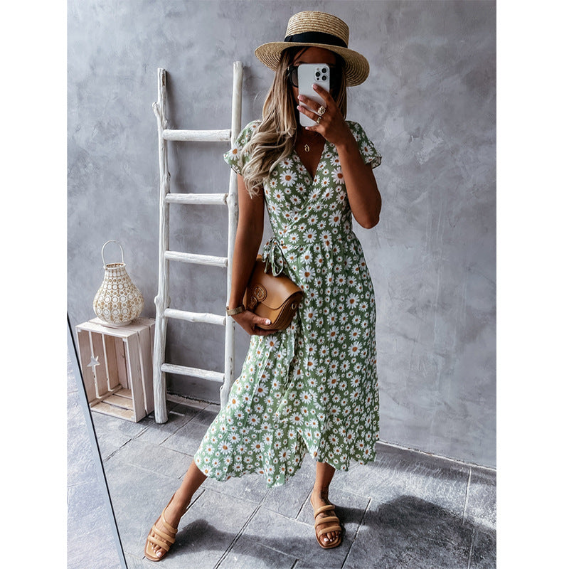 Daisy Wrap Tie Dress
