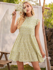 Smocked Neck Tunic Dress