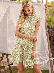 Smocked Neck Tunic Dress