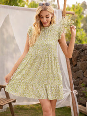 Smocked Neck Tunic Dress
