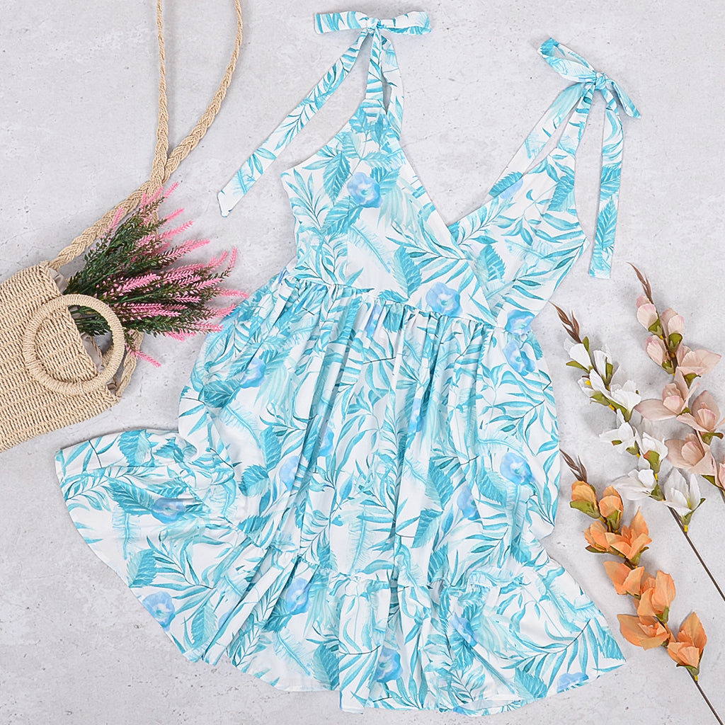 Plunge Ribbon Strap Dress